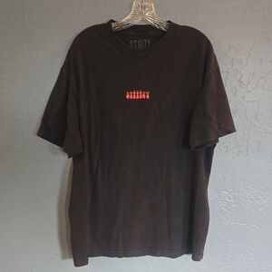 Stiiizy Men's Dark Tee with Vibrant Red Logo